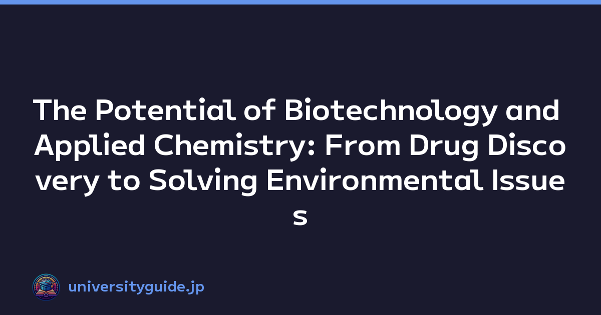 The Potential of Biotechnology and Applied Chemistry: From Drug Discovery to Solving Environmental Issues