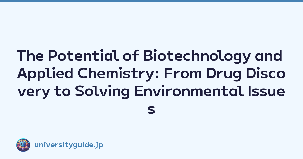 The Potential of Biotechnology and Applied Chemistry: From Drug Discovery to Solving Environmental Issues