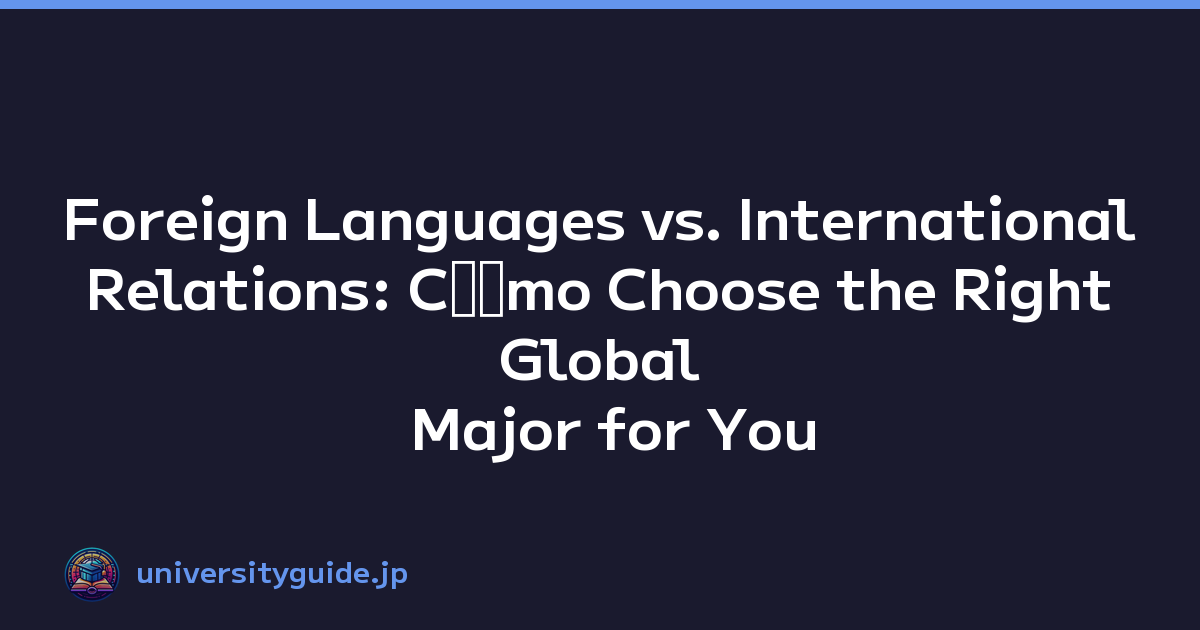 Foreign Languages vs. International Relations: Cﾃｳmo Choose the Right Global Major for You