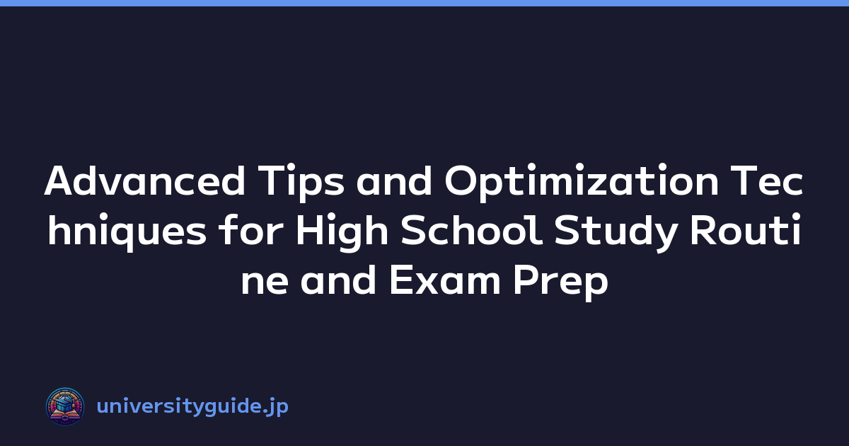 Advanced Tips and Optimization Techniques for High School Study Routine and Exam Prep