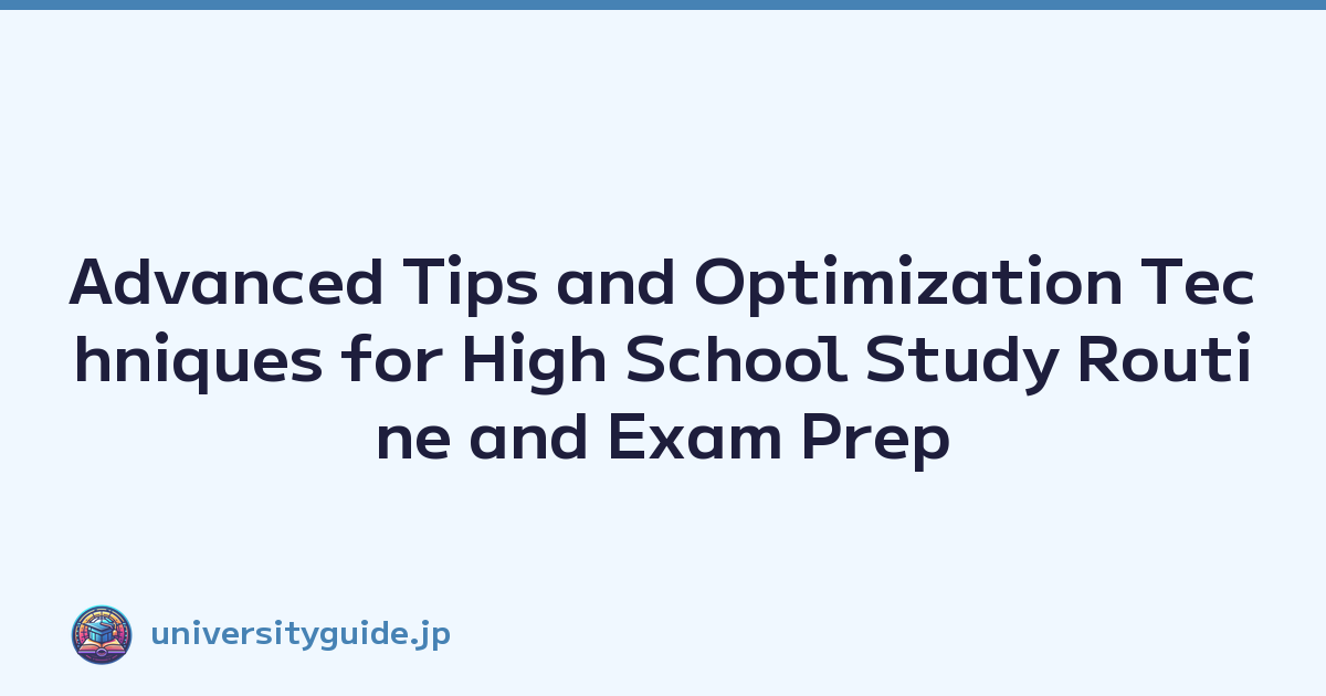 Advanced Tips and Optimization Techniques for High School Study Routine and Exam Prep
