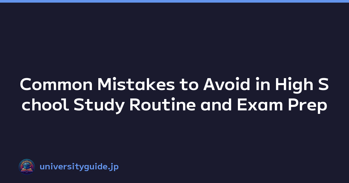 Common Mistakes to Avoid in High School Study Routine and Exam Prep