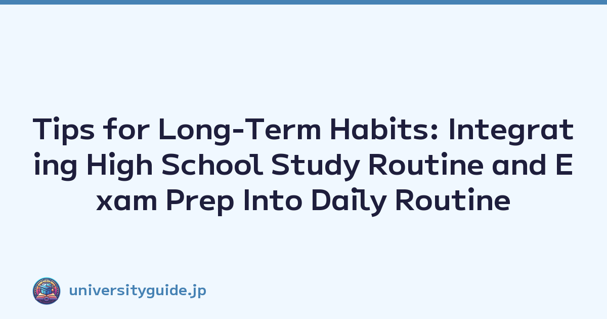 Tips for Long-Term Habits: Integrating High School Study Routine and Exam Prep Into Daily Routine