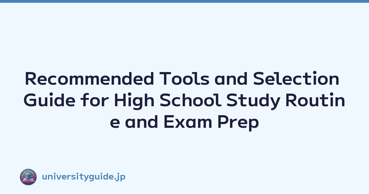 Recommended Tools and Selection Guide for High School Study Routine and Exam Prep