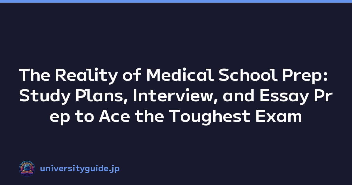 The Reality of Medical School Prep: Study Plans, Interview, and Essay Prep to Ace the Toughest Exam