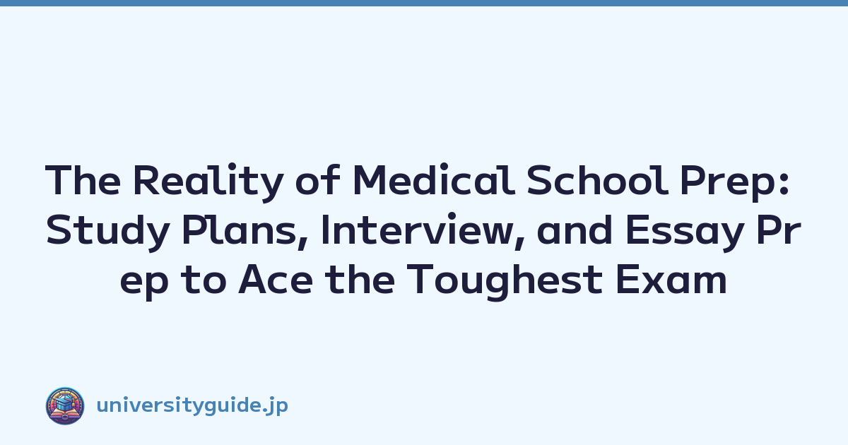 The Reality of Medical School Prep: Study Plans, Interview, and Essay Prep to Ace the Toughest Exam