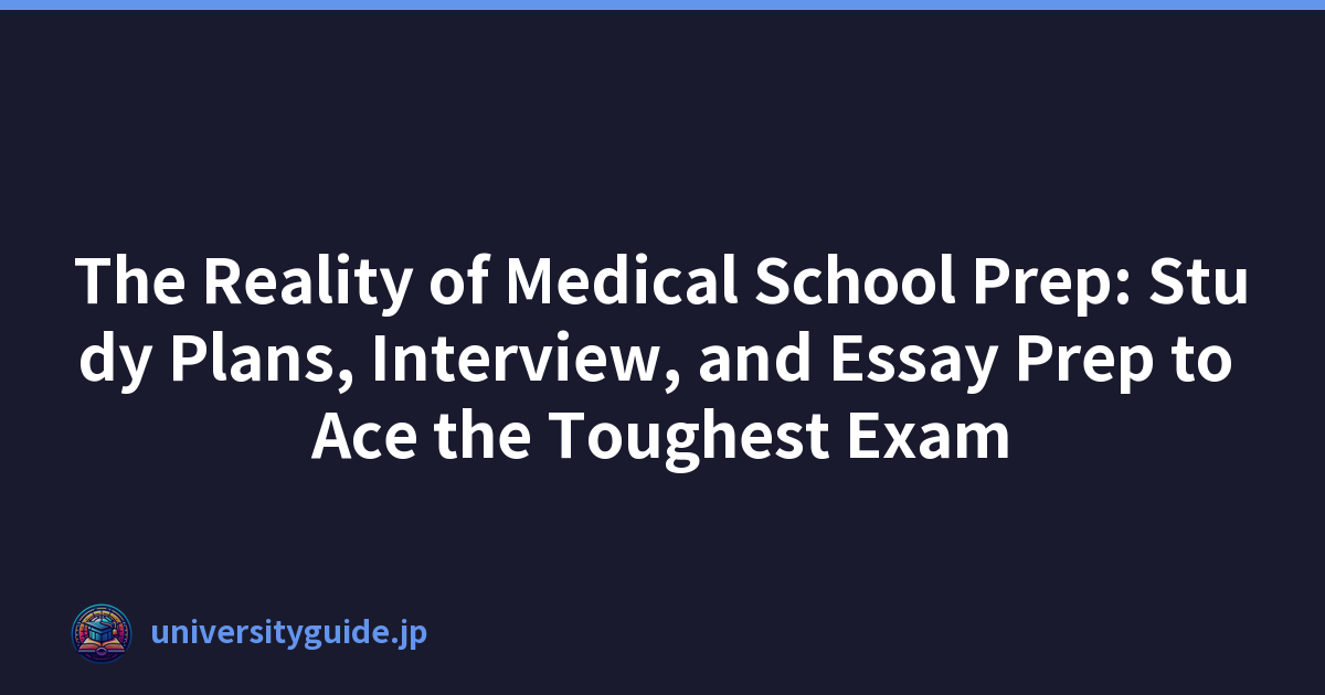 醫學院預科的現實：學習計劃、面試和論文準備以通過最困難的考試
