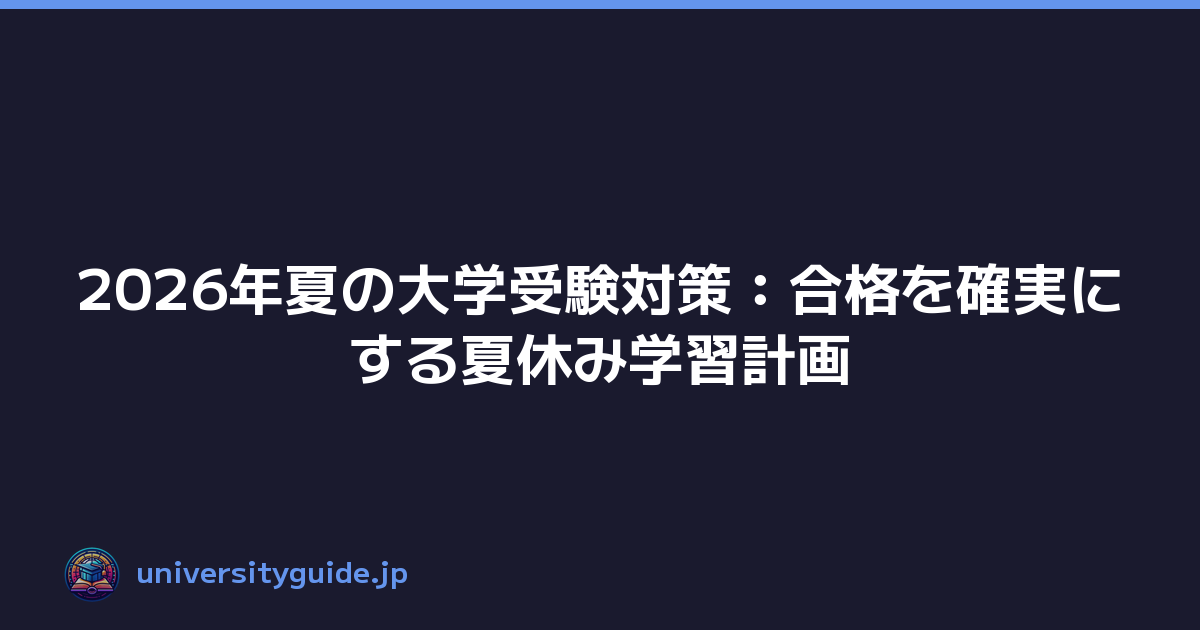 2026年夏の大学受験対策：合格を確実にする夏休み学習計画