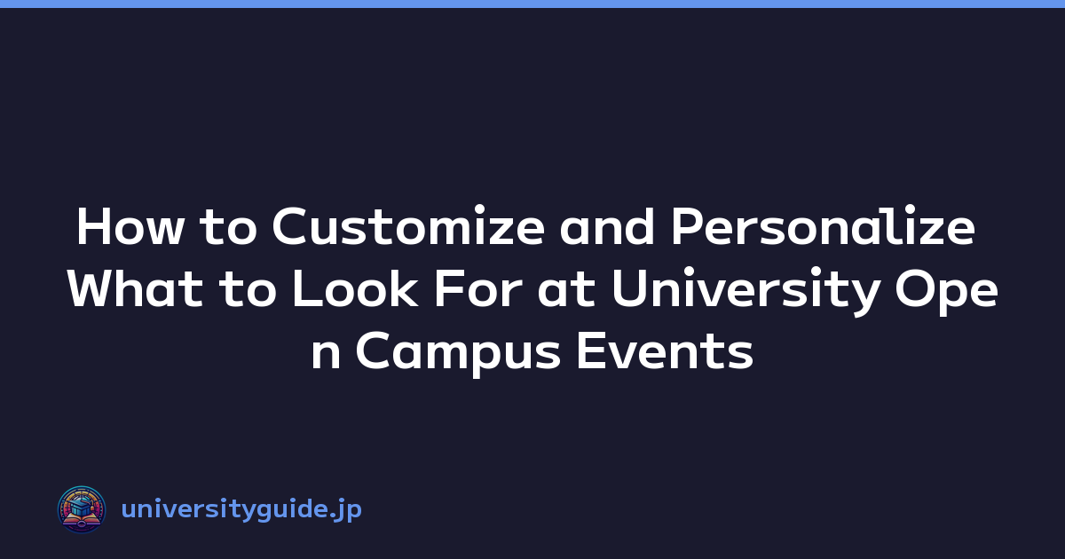 How to Customize and Personalize What to Look For at University Open Campus Events