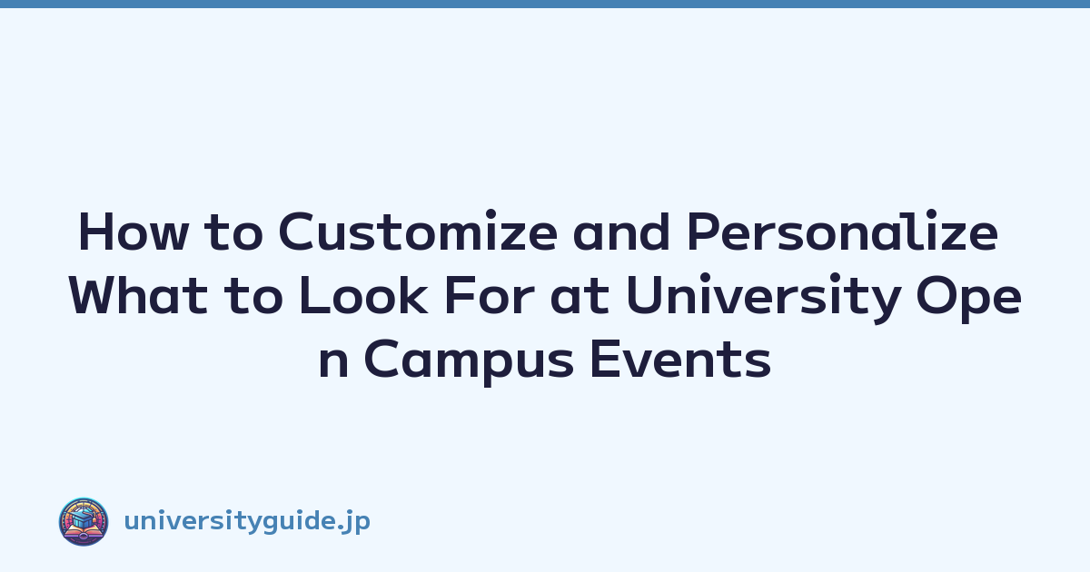 How to Customize and Personalize What to Look For at University Open Campus Events